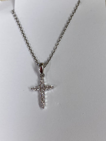 14K white gold Diamond Cross Pendant Necklace