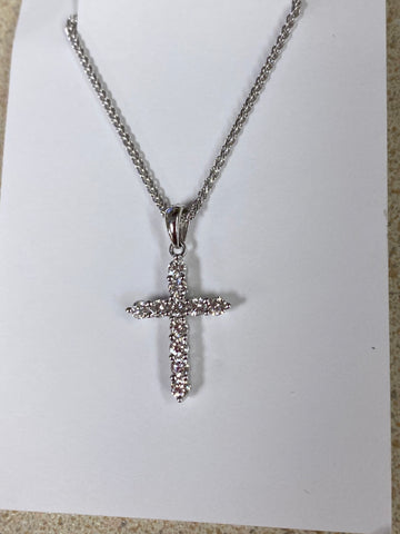 14K white gold Diamond Cross Pendant Necklace