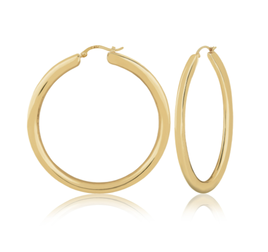 Kaya♡14kgf 14kyg Flat Hoop earrings 40mm – Glenn Betz Jewelers