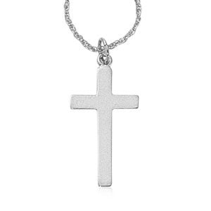 14K white gold plain cross chain necklace