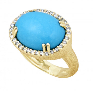 14K yellow gold Turquoise and diamond ring