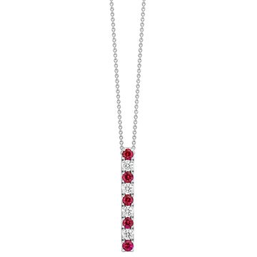18K white gold diamond and ruby pendant necklace