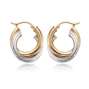 14K two tone Double Hoop Earrings