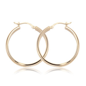 14K yellow gold 3.5 x 25mm 1/2 round tube hoop earrings