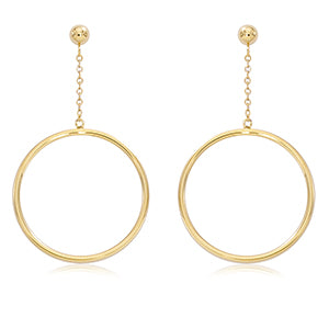 14K yellow gold Tube Hoop Drop Earrings