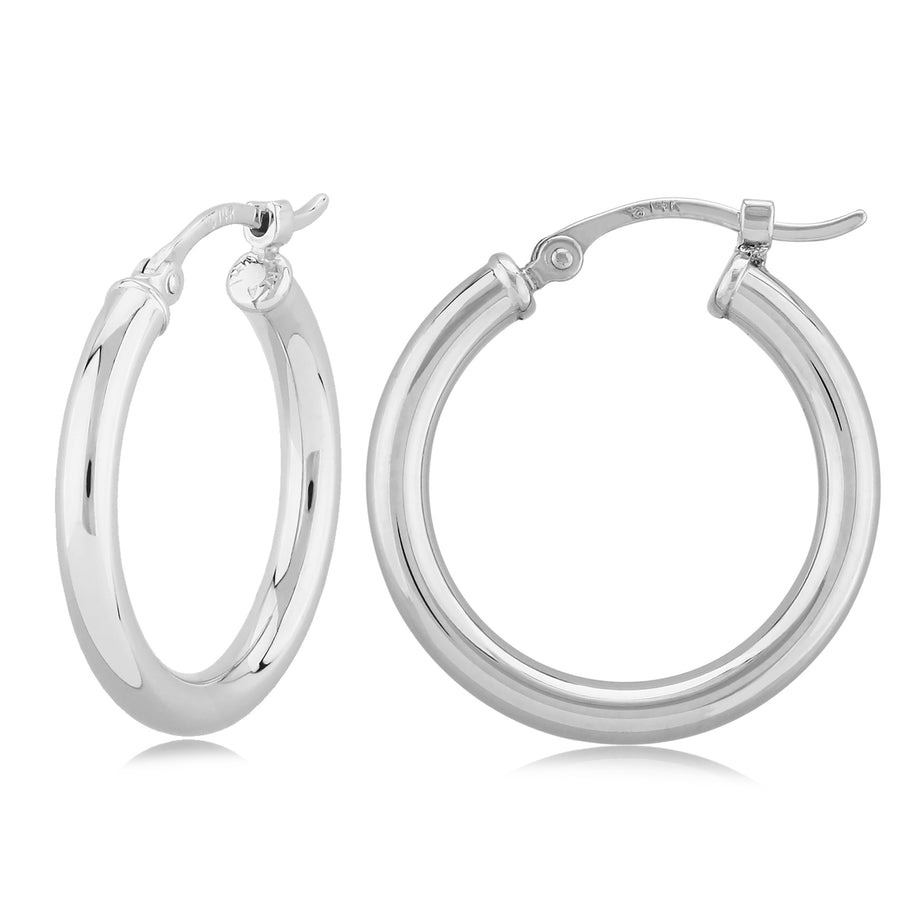 14K white gold 2.5 x 20mm hoop earrings