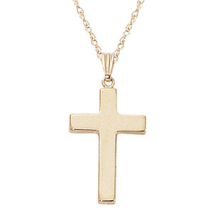 14K yellow gold polished cross necklace