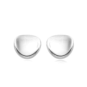 14K white gold small dapped disk stud earrings