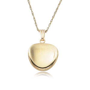 14K yellow gold dapped disc pendant with chain