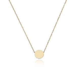 14K yellow gold 10MM round disc pendant
