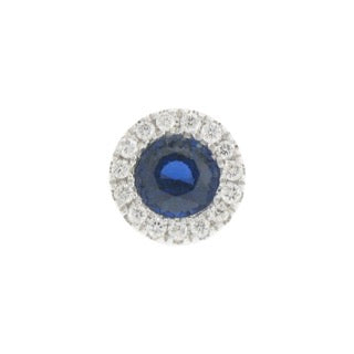 14K white gold diamond and sapphire pendant slide