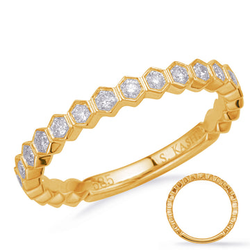 14K yellow gold diamond hexagonal stlye band