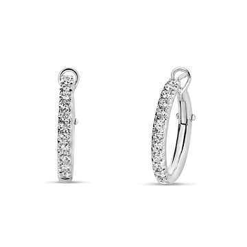 14K white gold diamond inside/out hoop earrings