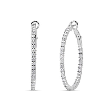 14K gold diamond inside out hoop earrings