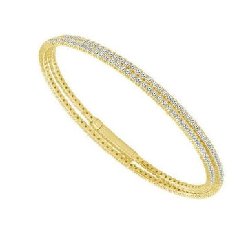 14K yellow gold diamond flex bangle bracelet
