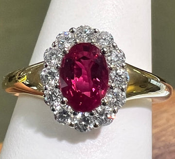 18K white & Yellow gold Diamond & Ruby Ring