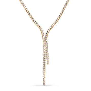 14K yellow gold Diamond Tennis Y Necklace