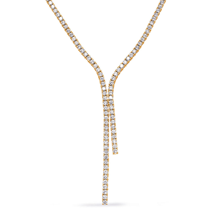 14K yellow gold Diamond Tennis Y Necklace