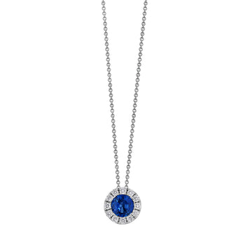 18K white gold diamond and sapphire pendant necklace