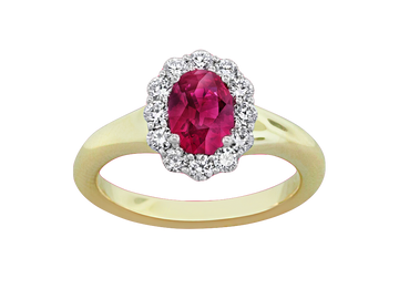 18K white & Yellow gold Diamond & Ruby Ring