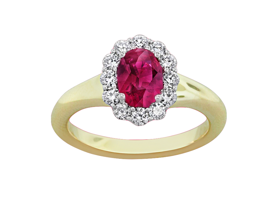 18K white & Yellow gold Diamond & Ruby Ring