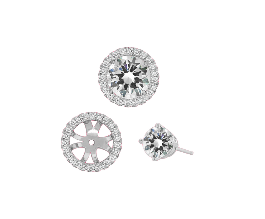 18K white gold single row diamond earring jackets