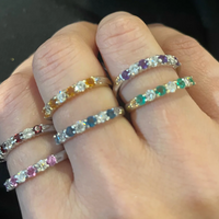 14K White Gold Diamond & Garnet Band