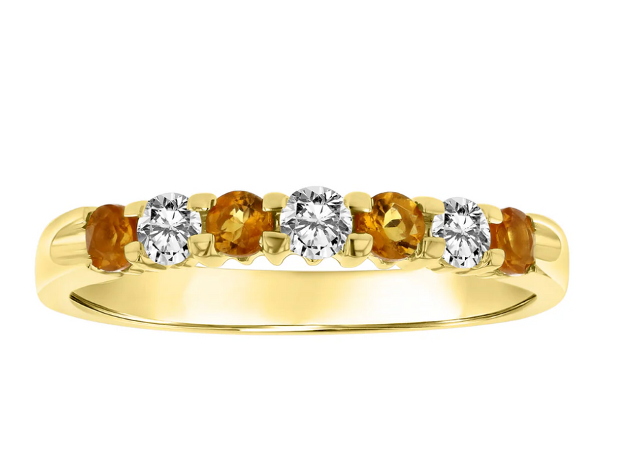 14K Gold Diamond and Citrine Band