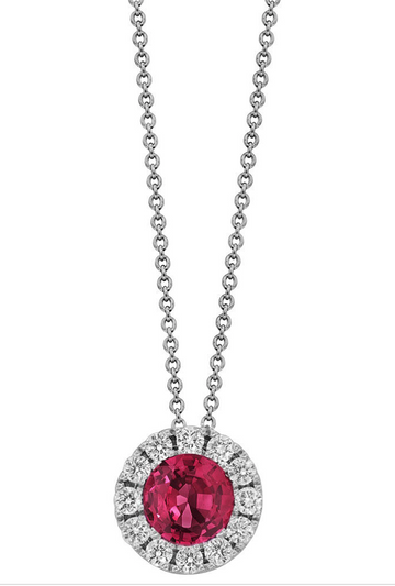 18K white gold Ruby and Diamond Pendant