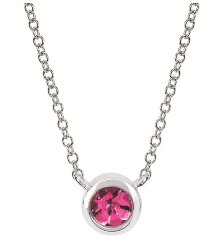 Sterling Silver Pink Tourmaline Birthstone Pendant