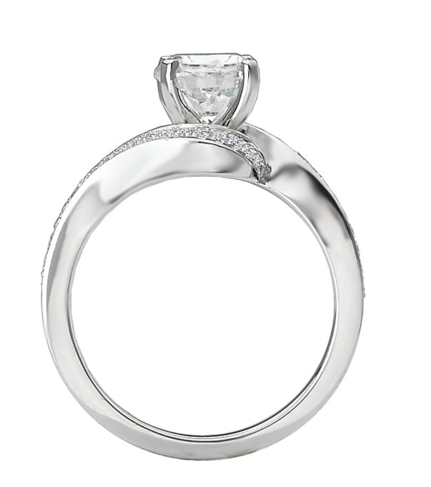 14K white gold diamond engagement ring semi-mounting