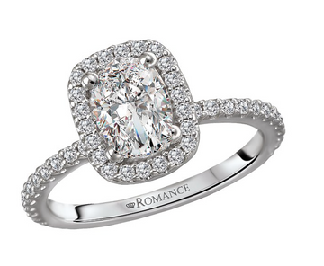 18K White Gold Diamond Halo Engagement Ring Semi-Mounting