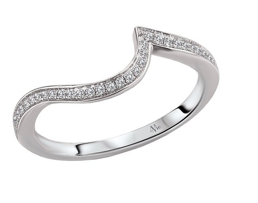 14K white gold diamond wedding band