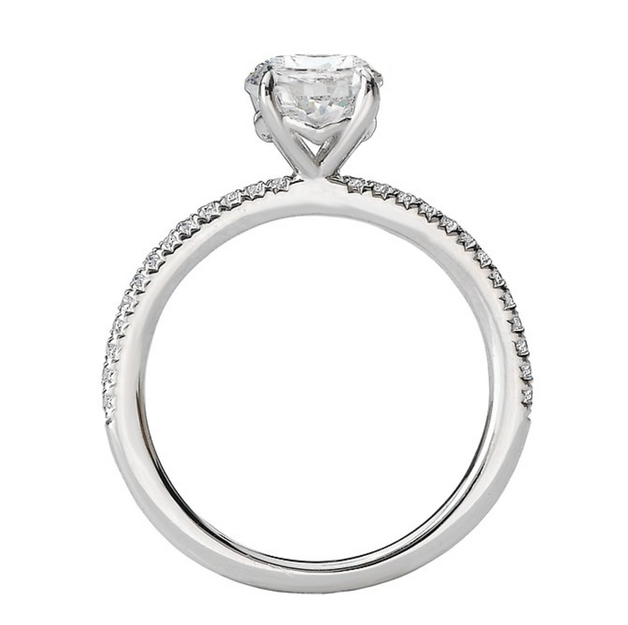 18K white gold Fench Pave set diamond semi-mounting