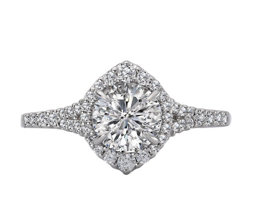 18K white gold diamond engagement ring semi-mounting