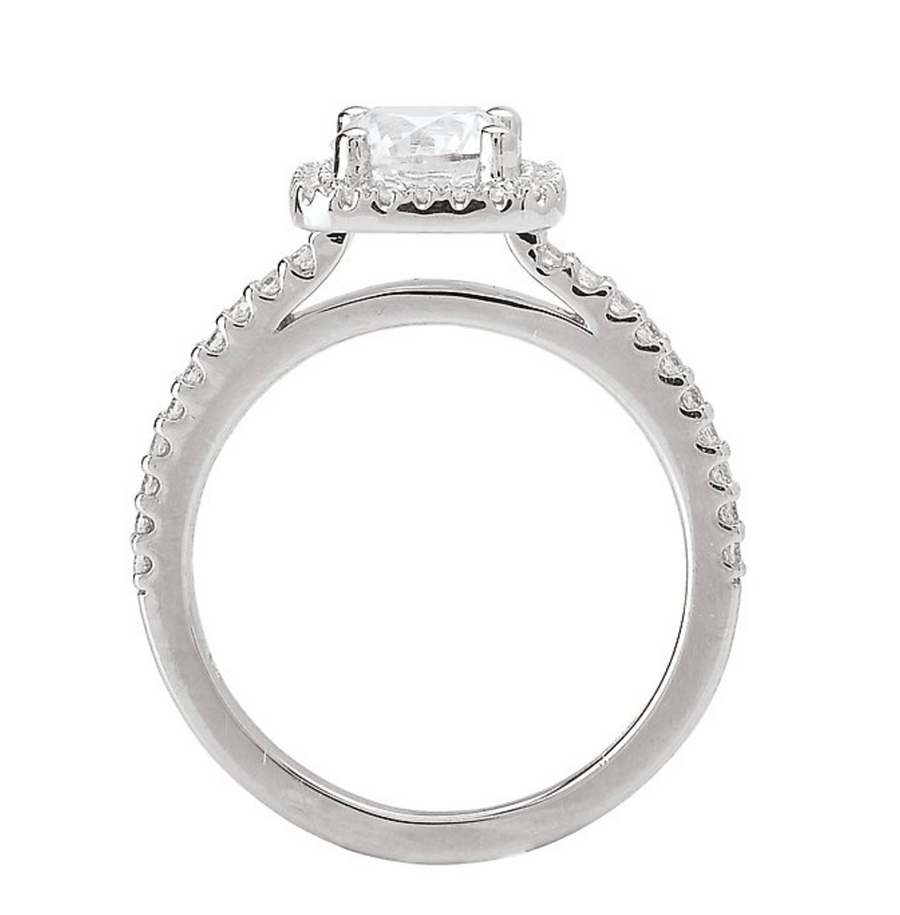 14K white gold diamond engagement ring semi-mounting