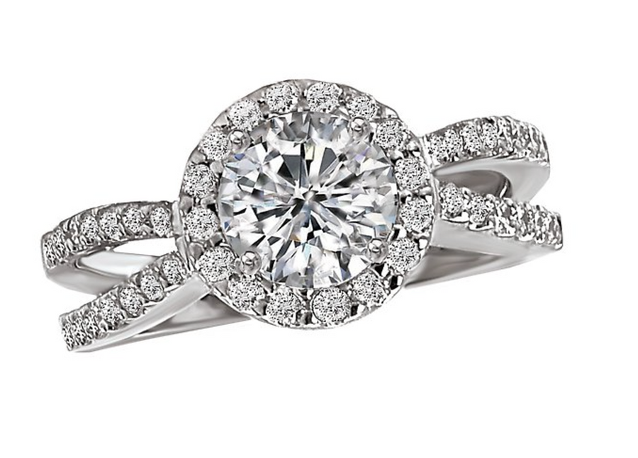 18K white gold diamond engagement ring semi-mounting