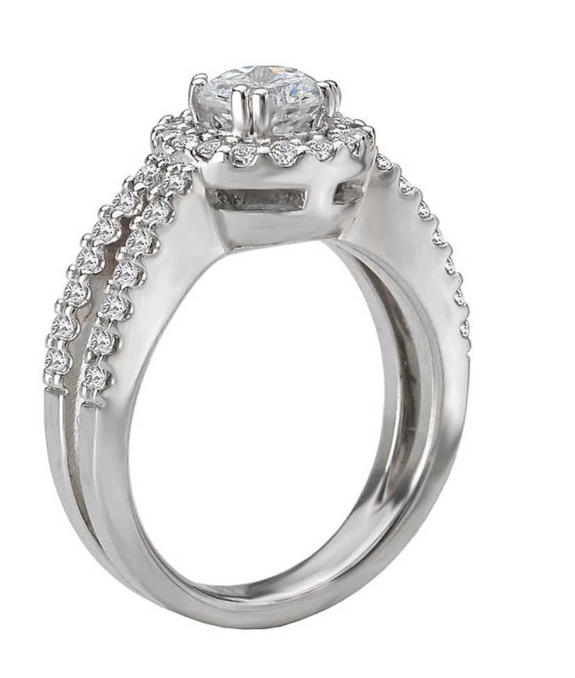 18K white gold diamond engagement ring semi-mounting