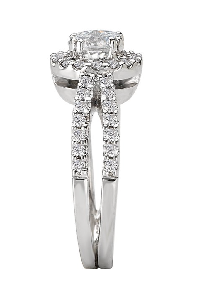 18K white gold diamond engagement ring semi-mounting