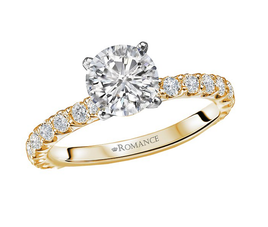 18K yellow gold diamond engagement ring semi-mounting