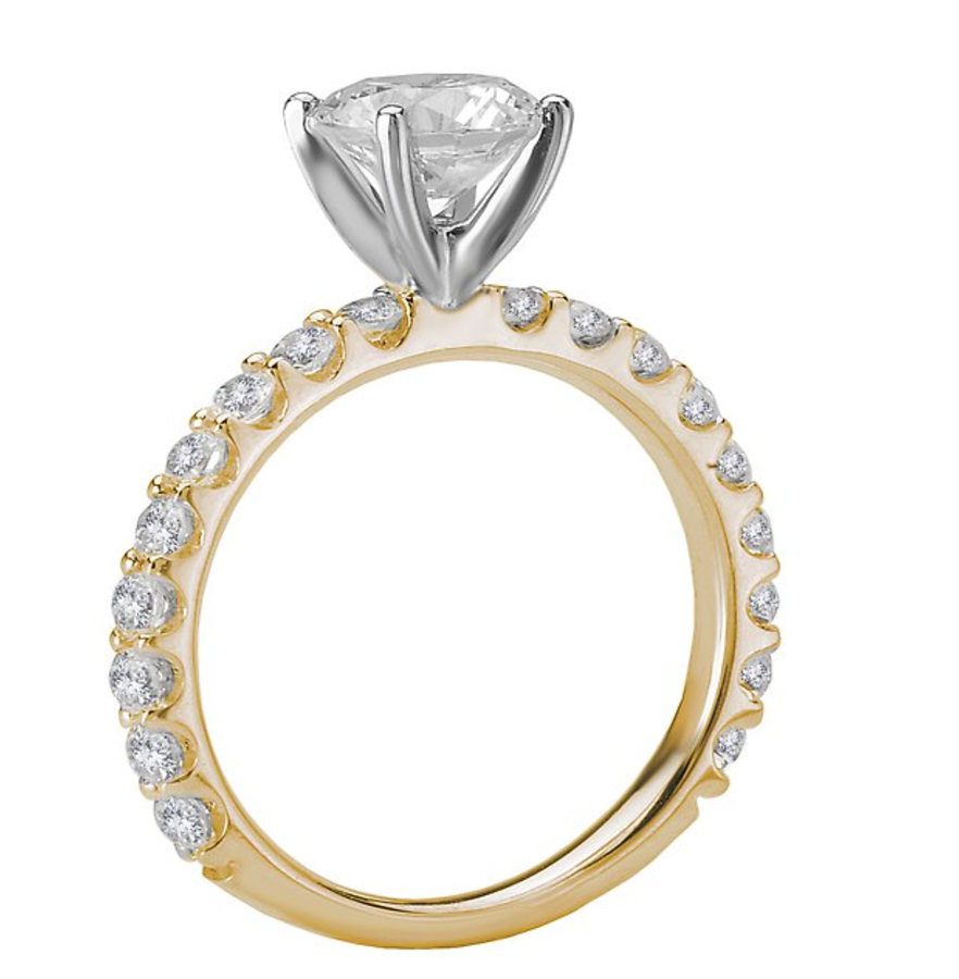 18K yellow gold diamond engagement ring semi-mounting