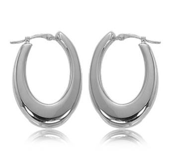 Sterling Silver medium flat hoop earrings