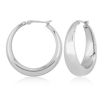 Sterling Silver Modern Round Hoop Earrings