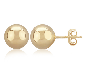14K yellow gold 8mm ball stud earrings