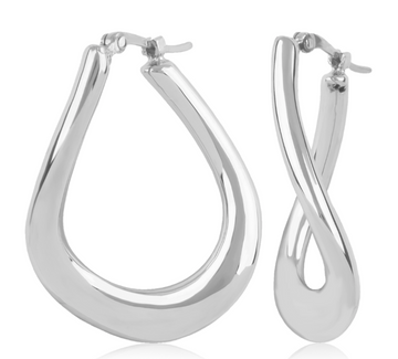 Sterling silver Small wavy hoop earrings