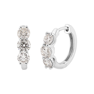 14K white gold diamond huggie style earrings