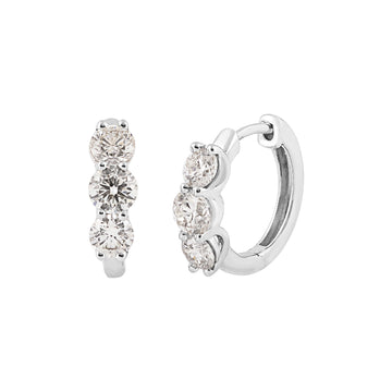 14K white gold diamond huggie earrings