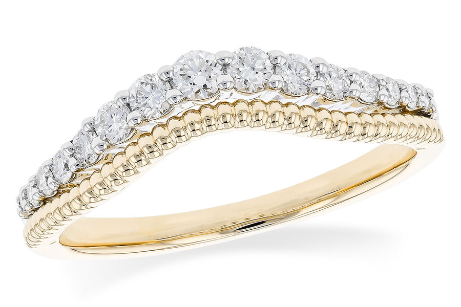 14K yellow and white gold diamond contoured band