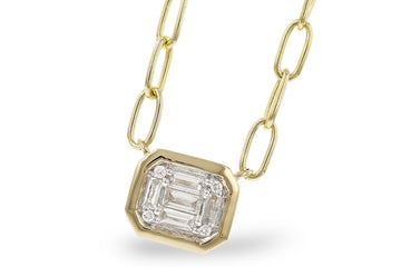 14K yellow gold diamond bezel pendant necklace