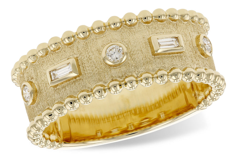 14K yellow gold satin finish diamond band